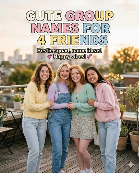 Group Names for 4 Friends: Funny, Cool & Unique Ideas 5 Cute Group Names for 4 Friends