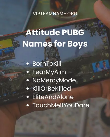 Attitude PUBG Names for Boys