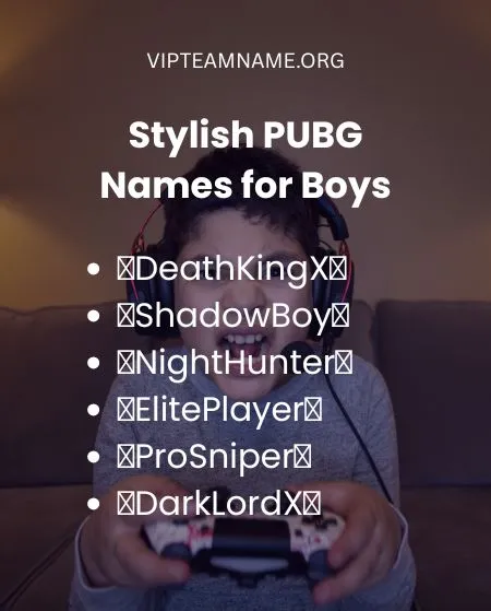 Stylish PUBG Names for Boys