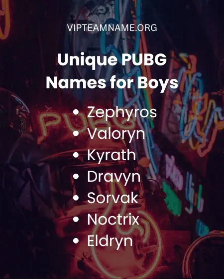 Unique PUBG Names for Boys